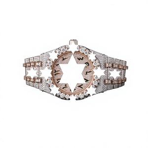 Reloj Mecánico de Lujo para Hombre en Oro Rosa con Moissanita VVS, Cristal y Acero Inoxidable, Estilo Antiguo, Proveedor Directo de India - Product Image 1