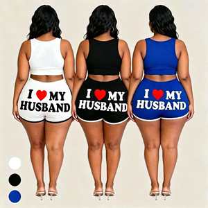 Shorts de bain taille haute pour femme avec imprimé « I Love My Husband » – Collection été décontractée à taille élastique – Grande Vente - Product Image 1