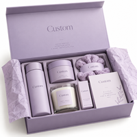 Coffret cadeau spa personnalisé, emballage en papier rigide de luxe avec insert pour les soins de la peau, bougie, baume à lèvres, bandeau, ensembles cadeaux bien-être
