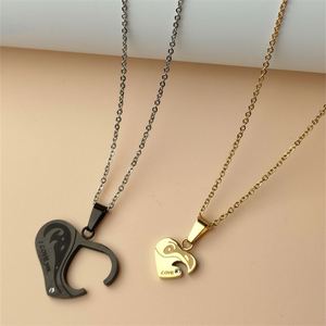 Fashion Stainless Steel Puzzle Couple Necklace Valentine's Day Gift <b>Titanium</b> Steel Pendants Necklace for Couple Men Women - Product Image 4