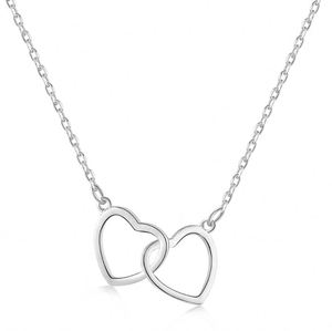 Collier pendentif double cœur entrelacé en argent sterling 925 et or 18 carats Dylam Dainty Jewelry en stock, sans MOQ, pour femmes - Product Image 1