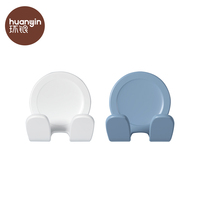 Porte-serviettes de rasoir moderne à deux crochets Accessoire de salle de bain multifonction en plastique blanc et bleu avec motif végétal