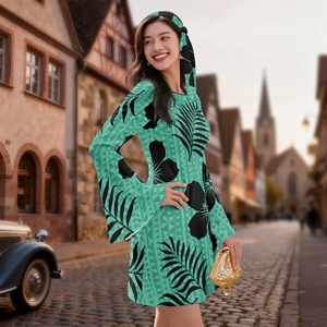 Vestido Bohemio Hippie Azul Floral para Mujer, Vestidos Mini <span class=keywords><strong>de</strong></span> Manga Larga con Campana, Estilo Años 70 y 80, Vestido Bohemio Fluido y Extravagante <span class=keywords><strong>de</strong></span> Talla Grande - Product Image 4