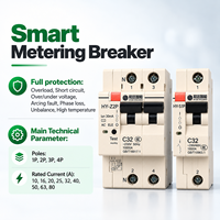 Pemutus Sirkuit Cerdas RS485 Modbus 1P 2P 3P 4P 80A 6kA IoT dengan Perlindungan Arus Lebih, Tegangan, dan Suhu