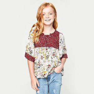 Vêtements de boutique pour enfants en gros, t-shirts décontractés à lacets et imprimés floraux pour adolescentes - Product Image 1
