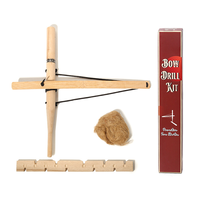 Kit de Perceuse à Arc de Survie en Plein Air, Ensemble de Démarreur de Feu en Bois, Équipement de Camping et de Bushcraft pour la Randonnée et l'Entraînement Scout