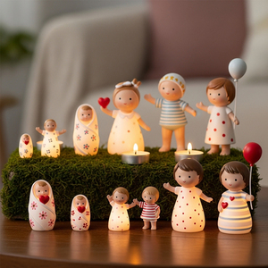 Kleine Harz statuen Leuchtende 3D-Puppenhaus Miniatur-Figuren Kleine Menschen Spielzeug Wachsende Figuren für Valentinstag Baby - Product Image 6