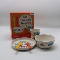 Vajilla de bambú PLA Biodegradable para niños, juego de tazas y cuencos para niños pequeños, respetuosos con el medio ambiente y aptos para lavavajillas, vajilla natural, 5 uds.