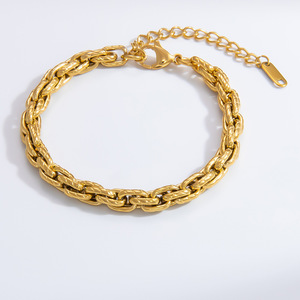 Pulsera de Cadena Geométrica de Moda, Chapada en Oro de 18K, Diseño Minimalista, Joyería para Mujer - Product Image 5