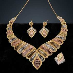 Conjunto de Joyería de Latón de Tres Tonos Estilo Turco, Conjunto de Collares con Baño de Tres Tonos, Conjunto de Joyería de Moda, Joyería Artificial de Lujo Tricolor - Product Image 1