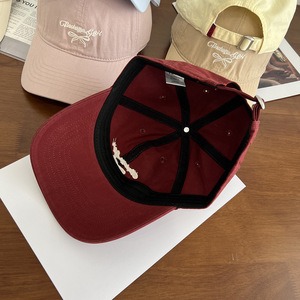 Embroidered <b>Bow</b> Baseball Cap Cotton Yarn Spring Summer Unisex Shade Hat - Product Image 3