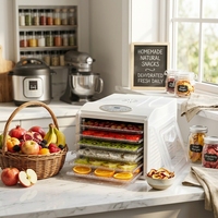6-Tray Voedseldehydrator - 500W Hoge Vermogen Slimme Besturing - Gelijkmatig Drogen voor Gedroogd Vlees & Fruit - BPA-Vrij - Huishoudelijk Gebruik - Milieuvriendelijk