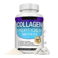 Comprimés de collagène multi-peptides types I, II, III, V, X, 1800 mg, favorisent la santé de la peau, des cheveux, des ongles, des articulations et la récupération.