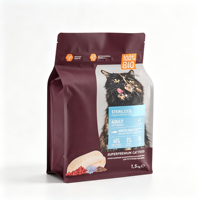 Sac personnalisé en aluminium PE anti-humidité pour aliments secs pour animaux de compagnie, sac pour aliments pour chats et chiens, pochette en plastique réutilisable à fermeture éclair, sac à fond plat autoportant