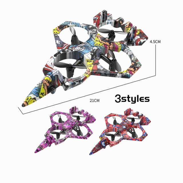 High Quality Remote Control Airplane Toy Foam Fighter Drone With Light 4-axis RC Helicopter Glider Stunt Foam Fighter Plane Toy
