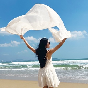 Écharpe longue simple en polyester, style japonais et coréen, couleur unie, protection solaire, sensation haut de gamme, printemps-été - Product Image 4