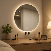 Miroir mural rond Spiegel haut de gamme miroirs de bain modernes argentés personnalisés miroir de salle de bain intelligent LED avec lumière LED