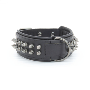 Collare per Cani in Pelle Premium Borchiata, Cuoio Pieno Fiore Imbottito, con Rivetti Color Canna <span class=keywords><strong>di</strong></span> Fucile, per Razze Medie e Grandi - Product Image 2