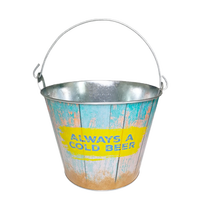Seau à Glace à Bière Métallique Galvanisé Rond Carré Ovale 1L 3L 5L 6L 8L 10L 15L 20L 30L, Personnalisé avec Logo, Impression par Transfert Thermique ou Sérigraphie