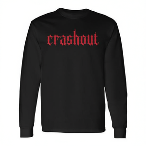 Camiseta de manga larga con letras góticas Crashout, estilo urbano audaz para rebeldes - Product Image 2