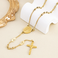 Pendentif en acier inoxydable en forme de croix, collier en Y, chapelet catholique, religieux, Vierge Marie, femme, homme, bijoux imperméables, accessoire de mode
