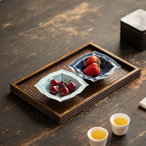 Assiette à fruits en céramique de style chinois, forme irrégulière, en porcelaine, rétro, pour la salle de thé, plat à collation, usage domestique et festif - Product Image 1