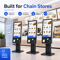 Kiosque de commande automatique 32 pouces avec processeur Intel Core i5, système Windows, écran tactile, terminal de paiement et imprimante pour les chaînes de restauration rapide