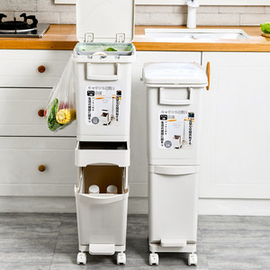 <span class=keywords><strong>Cubo</strong></span> de <span class=keywords><strong>basura</strong></span> de <span class=keywords><strong>cocina</strong></span> casera <span class=keywords><strong>cubo</strong></span> de <span class=keywords><strong>basura</strong></span> clasificado de doble capa de plástico con cajón - Product Image 3