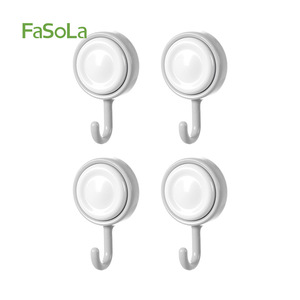 FaSoLa <b>Wall</b> <b>Hooks</b> 4 Pieces Grayish White Round Strong Traceless Rotating <b>Hook</b> <b>For</b> Bathroom <b>Key</b> Storage Door Mount - Product Image 1
