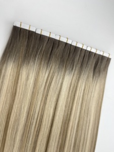 Extensiones de Cabello Humano Adhesivas Invisibles Naturales, Largas, Rubias Onduladas, Sin Residuos, Negras Lisas, con Cinta Sutil - Product Image 3