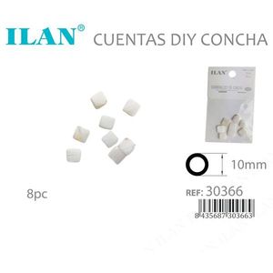 Perline di conchiglia Ilan da 10 mm, quadrate, colore naturale, per creazione di gioielli fai da te, 8 pezzi - Product Image 2