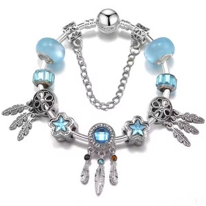 Bracelet à breloques classique en argent 925 avec perles pendentifs en zircon DIY, chaîne serpent, bijoux cadeau pour femme - Product Image 4