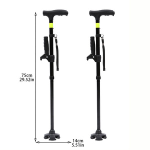 Bâton de marche pliable en alliage d'aluminium à 3 articulations avec lumière LED et bande réfléchissante, bâton de randonnée multifonctionnel - Product Image 2