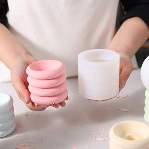 Molde de goma para lámpara de mesa apilable <span class=keywords><strong>Jesmonite</strong></span>, decoración creativa para mesa, accesorios flexibles para hacer soportes de lámpara de hormigón hechos a mano - Product Image 4