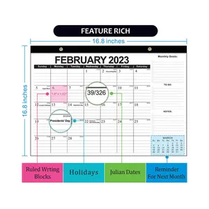 Myway 2023 stampa all'ingrosso 2023 calendario personalizzato 18 mesi calendario da appendere a parete a spirale Planner mensile settimanale da parete calend