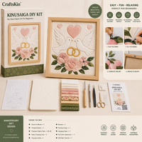 Kit de Peinture Murale DIY Kinusaiga avec Tissu, Kit d'Artisanat Sans Couture pour Amateurs de Bricolage, Coffret Cadeau pour la Décoration Murale, Tous les Matériaux Inclus