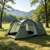 Tente tunnel extensible en fibre de verre avec fenêtres en maille ventilée, tente de camping pliable pour l'extérieur, supporte la personnalisation du logo OEM ODM