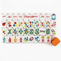 Tuiles de Mahjong Américaines de Luxe, Table de Mahjong Orange à Quatre Niveaux, Portable, en Acrylique, Fabriqué en Chine, Jeux de Cartes de Divertissement
