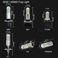 Lampe antibrouillard LED G-View H1 H3 880 881 P13W PW24W PSX26W 3030 14SMD, ampoule antibrouillard pour voiture, lampe LED automobile