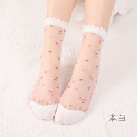 Collants en soie de verre pour femmes, bas en coton, collants fins en soie de cristal, chaussettes mi-mollet pour femmes