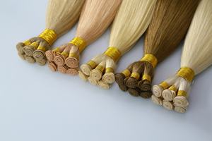 Ekstensi rambut manusia rambut ikat tangan Eropa Virgin lurus halus profesional Salon rambut palsu ganda - Product Image 4