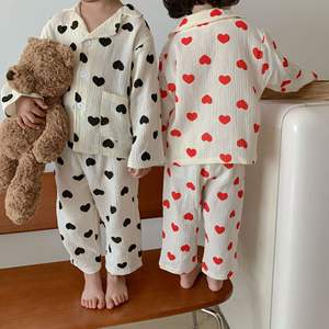 <span class=keywords><strong>Pyjama</strong></span> à manches longues 100% coton pour enfant, ensemble 2 pièces, vêtements de nuit, en mousseline, imprimé, décontracté, pour fille et garçon, boutique - Product Image 3