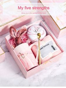 Elegant and Exquisite Ceramic Cup <b>Mug</b> Marble Storage Container Towel Spoon Gift Set for 2025 Hot Selling Woman Birthday Weddings - Product Image 5