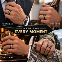 Bague de mariage en carbure de tungstène noir martelé de 8 mm pour homme, incrustation bois et bois de cerf, vente en gros, bijoux de mode personnalisés OEM/ODM