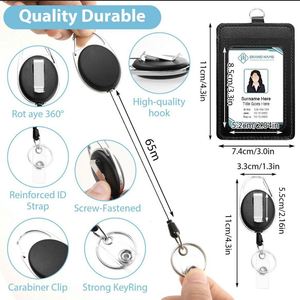 Pu Leather Access Easy Pull Buckle Retractable <b>Id</b> Card <b>Holder</b> With Hanging Rope for Factory or Office Use - Product Image 6