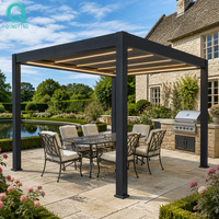 Pergola en aluminium QINGYING, imperméable, avec grill, toit rigide, gazebo