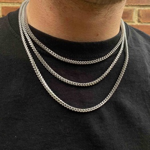 Cadena Franco de Plata Maciza 925, Cadena Franco Cuadrada de Plata de Ley, Collar Unisex, Cadena de Eslabones Cerrados para Hombre y Mujer - Product Image 2