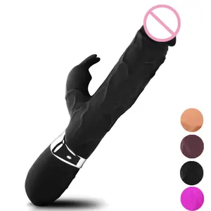 Atacado Ultra Soft Silicone Vibrando Dildos 7 Freqüência Duplo Motor Forte Vibração Pênis Elétrico