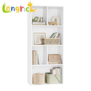Étagères de rangement et bibliothèques modernes en bois blanc écologique avec 8 étagères, design cube, meubles de salon - Product Image 1