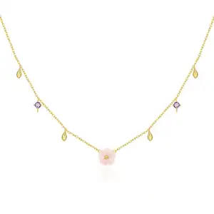 Cute Shell Jewelry Prices Gold Plating Jewelry Sterling S925 Flower Pendant Necklace